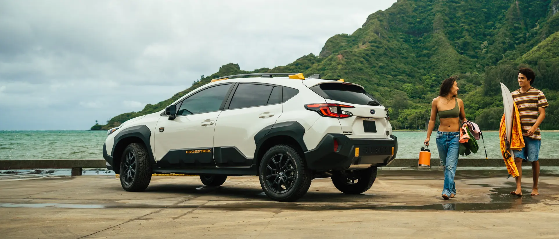 2025 Crosstrek in Crystal White Pearl at the beach